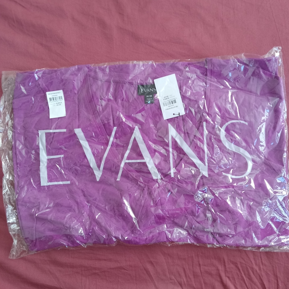 NWT Evans Gathered V Neck Cotton Purple Top T-Shirt - Picture 4 of 6